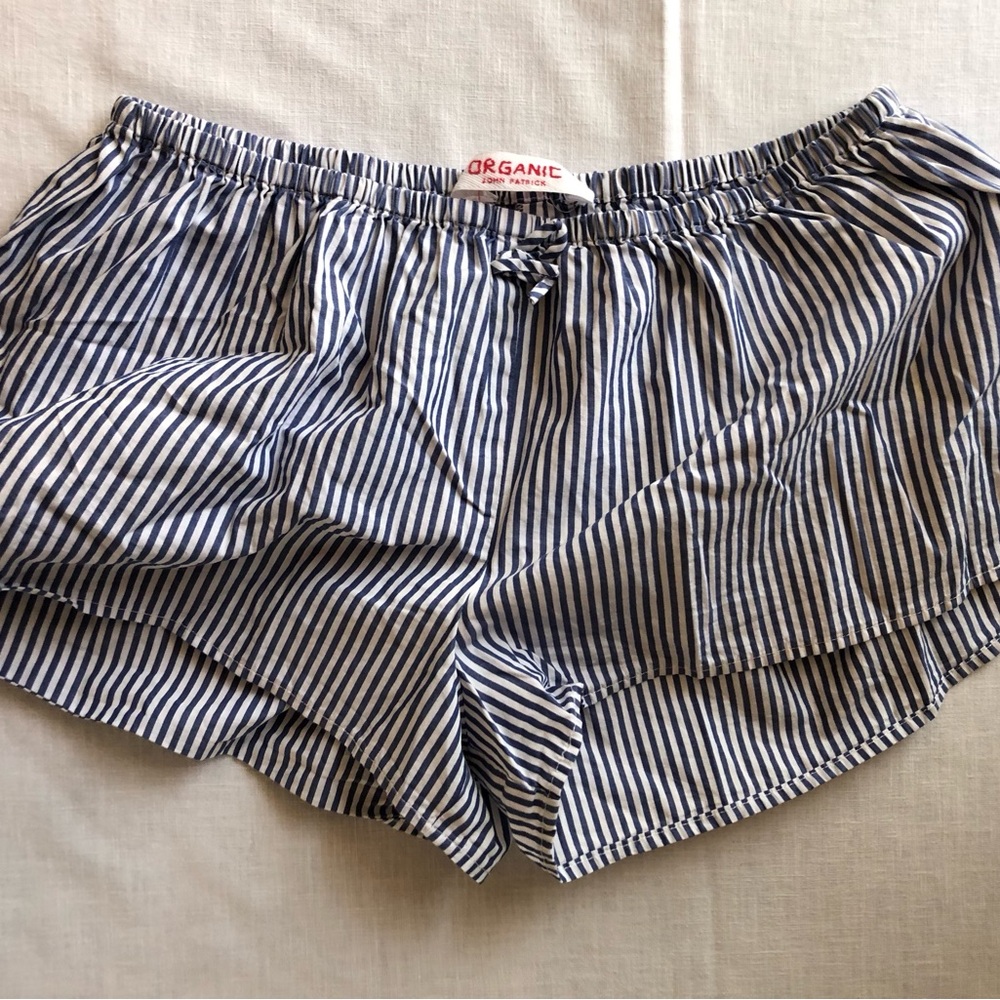 Organic Cotton Striped Sleep Shorts - Navy & White